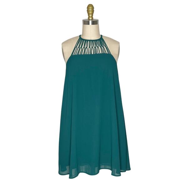Lulus Exclusive! Tell Me Sleeveless Swing Mini Dress Forest Green size Small - Picture 5 of 11
